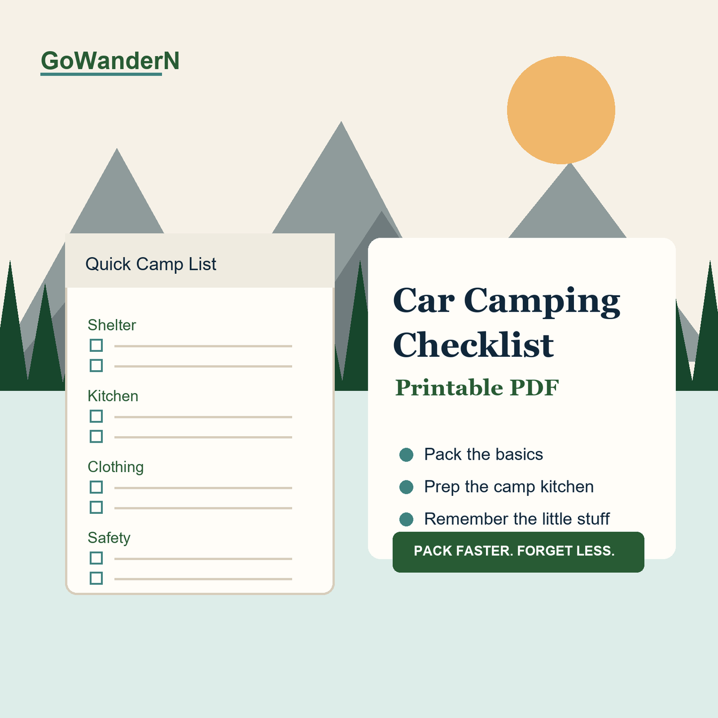 Car Camping Checklist Printable