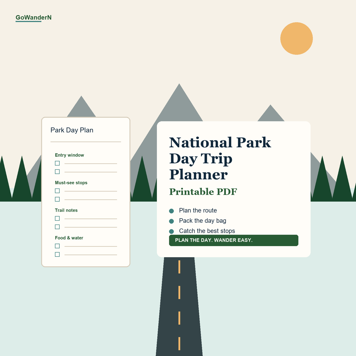 National Park Day Trip Planner Printable